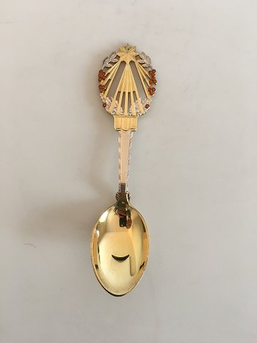 A. Michelsen Christmas Spoon 1922 Gilded Sterling Silver with Enamel