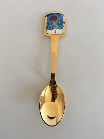 A. Michelsen Christmas Spoon 1977 Gilded Sterling Silver with Enamel