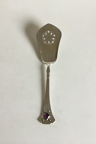 Mogens Ballin Silver Fish Serving spoon Pierced with stone