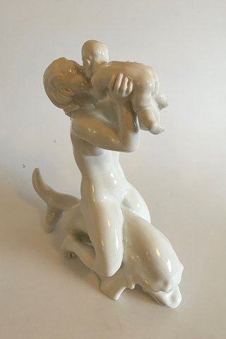 Bing and Grøndahl Figurine No. 4057 - Woman on dolphin kissing child