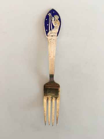 A. Michelsen Christmas Fork 1935 Gilded Sterling Silver with Enamel