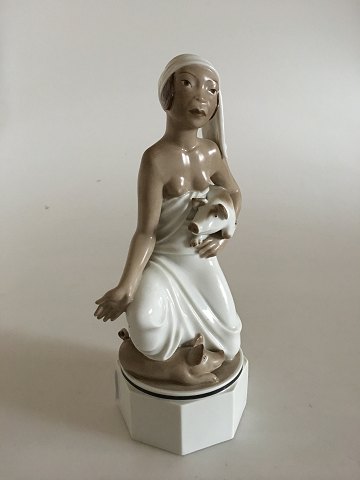 Royal Copenhagen Overglazed Figurine of Oriental Woman with Pigs No 12456