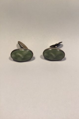 Royal Copenhagen Jais Nielsen Cuff Links from Dragsted Silversmithy  Celadon 
glaze