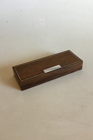 Hans Hansen Rosewood Box with loose Lid with Sterling Silver inlay