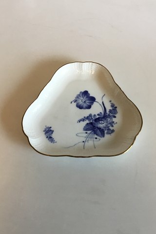 Royal Copenhagen Blue Flower Curved with Gold Triangular Cake Dish No. 1526