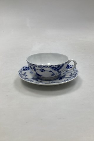 Royal Copenhagen Blue Flute Half Lace Coffee Cup and Saucer No. 756