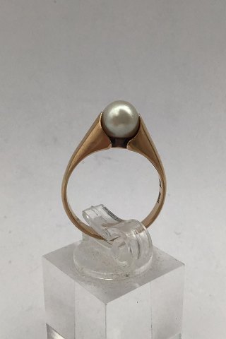 Hans Hansen 14 ct Gold Ring with Pearl
