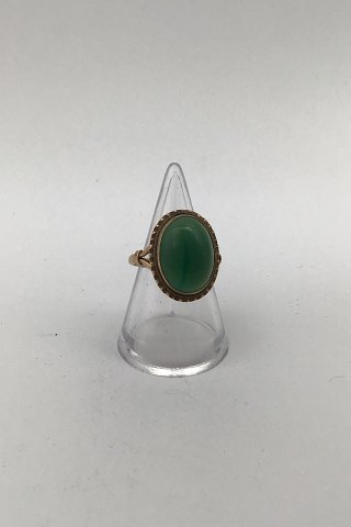 18K Gold Ring with Green Agate