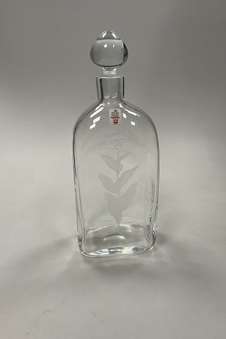 Holmegaard Glass Carafe in clear glass with engraving of plant