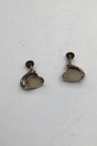 Hans Hansen Sterling Silver Heart Earrings (Screws) Gold plated
