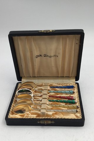Egon Lauridsen (ELa) Sterling Silver/Enamel Mocha Spoons Gilt(6)