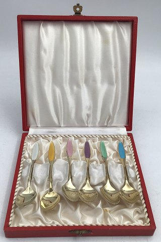 Frigast Sterling Silver/Enamel Mocha Spoons Gilt(6)
