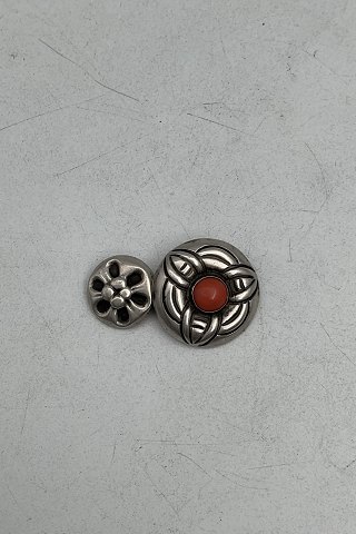 Early Georg Jensen Cuff Link med rød sten No. 14