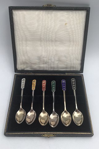 Egon Lauridsen (ELa) Sterling Silver/Enamel Mocha Spoons Gilt(6)