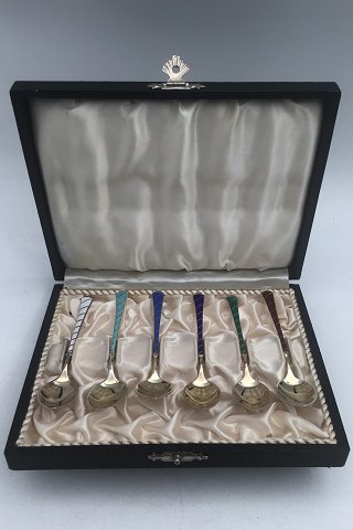 Egon Lauridsen (ELa) Sterling Silver/Enamel Mocha Spoons Gilt(6)