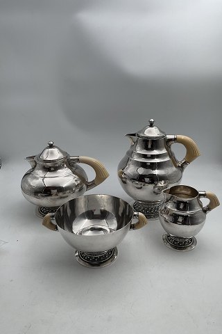 Georg Jensen Silver Tea Pot, Coffee Pot, Creamer and Sugar Bowl No. 43 and 188