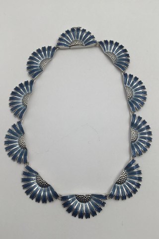 Georg Jensen Sterling Silver Daisy Necklace (Blue)