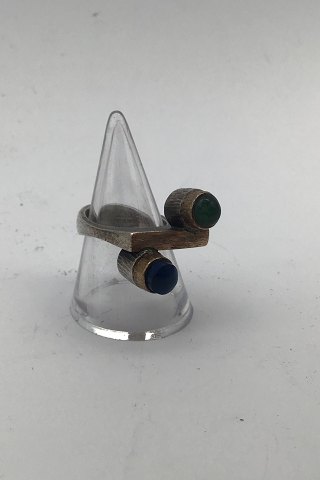 Ole W Jacobsen Sterling Silver / Gold Ring with Gemstones