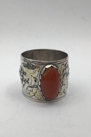 C. V. Hilstrøm Silver Napkin Ring with Amber