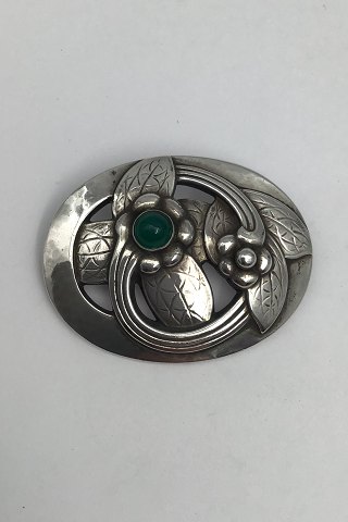 Georg Jensen Sterling Silver Brooch No. 13 (Green Agate)