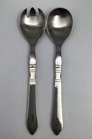 Georg Jensen Sterling Silver / Steel Continetal Salad Servers No. 132
