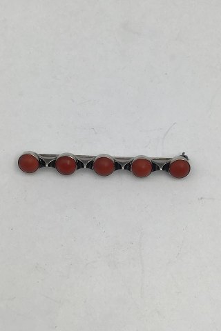 Hans Hansen Sterling Silver Brooch (Coral)