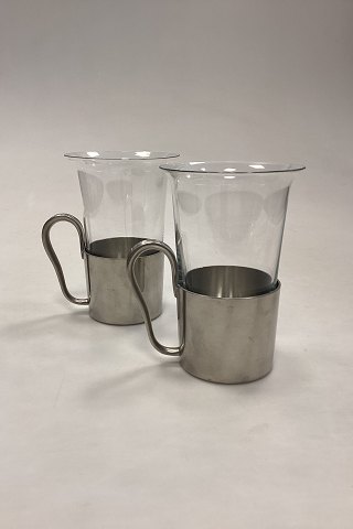 Just Andersen/Holmegaard A pair of Pewter Mugs with Glass No. 2504