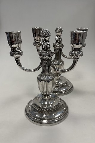 Pair of Georg Jensen Sterling Silver 2-armed Candelabra No. 212