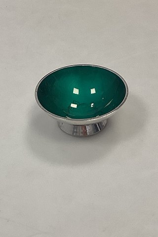 Volmer Bahner Sterling Silver Salt bowl green enamel