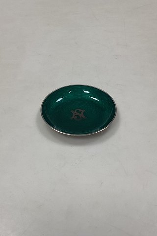 Elisabeth Armstad Sterling Silver Nut bowl with Green Enamel