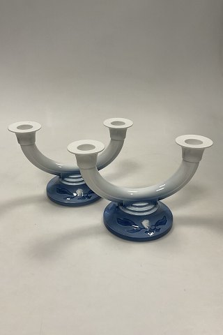 Par of Bing and Grondahl Christmas Rose 2-Armed Candlesticks No 235