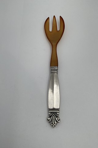 Georg Jensen Silver Acanthus Serving Fork with Horn No. 108B