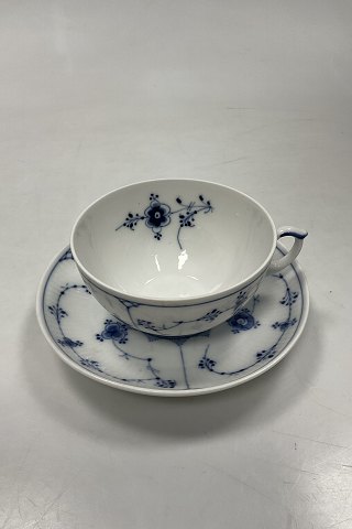 Royal Copenhagen Blue Fluted Plain Tea Cup and Saucer No 315 with inside 
painting