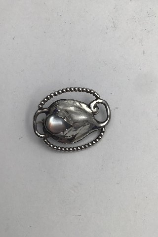 Evald Nielsen Silver Brooch (Moonstone)