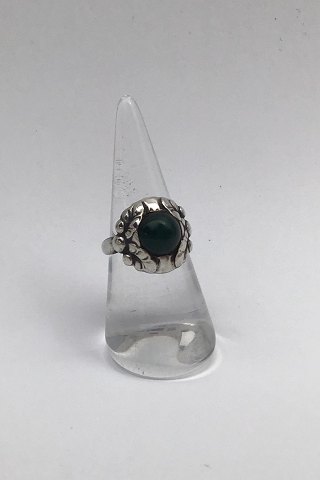 Georg Jensen Sterling Silver Ring No. 11B (Green Agate)