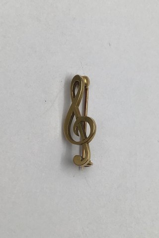 Georg Jensen 18K Gold Brooch Clef