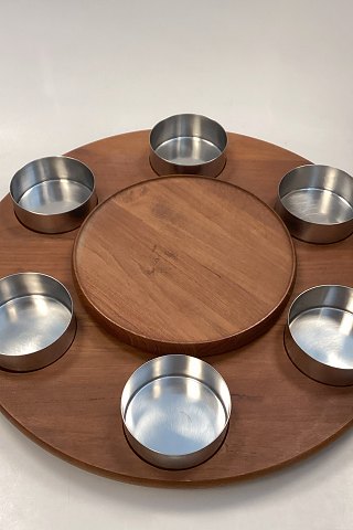 Stelton Lazy Susan Fondue turntable with 6 Stainless steel bowls