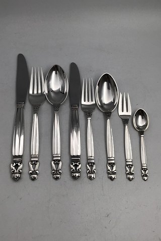 Georg Jensen Sterling Silver Acorn Flatware Set 12 People (96 pcs)