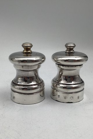P H Vogel & Co, Birmingham, England Sterling Silver Salt & Pepper Mill Set