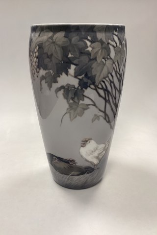 Royal Copenhagen Art Nouveau Vase - Hens and Rooster No. 2031/66
