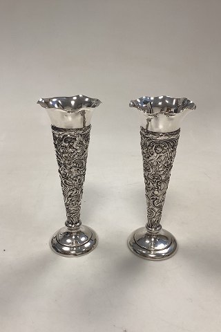 Set of English Sterling Silver Vases
