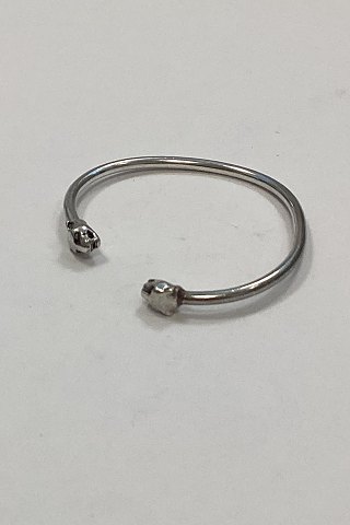 Modern Open Armring in Sterling Silver with Lion Heads