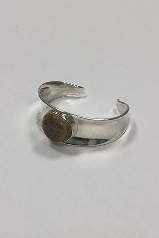 Rudolf Andresen Sterling Silver Open Armring with Stone