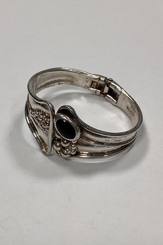 Jacob Hull Silver Plated Bracelet with black stone