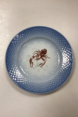 Bing and Grøndahl Blue Tone Fish Plate motif 11 Crab No. 716 - CHIPED/WORN