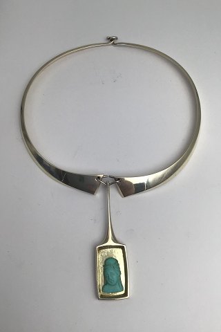 Karl Gustav Hansen Sterling Silver Neckring with Pendant