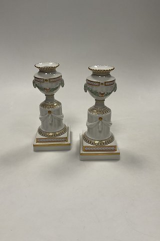 Pair of Royal Copenhagen Flora Danica Candlesticks No. 12365
